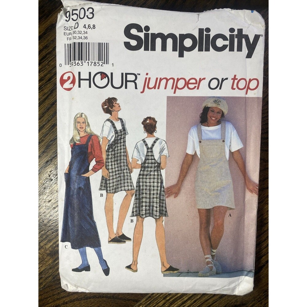 90s Simplicity 2 Hour Pattern 9503 Misses' Jumper and Top Size: 4-6-8 Uncut FF